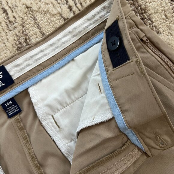 NWOT Lands End Boys Active Performance Chino Shorts - Husky - Size 14- Khaki - Picture 6 of 7